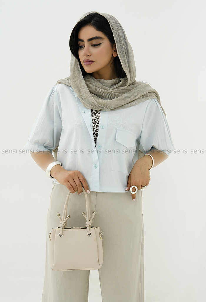 شومیز سرشانه چین باکسی کد1005904